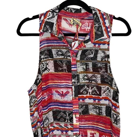 NWT Show Me Your Mumu Caz Collared Top Large Wild Wyoming Button Front $132 - Picture 6 of 10